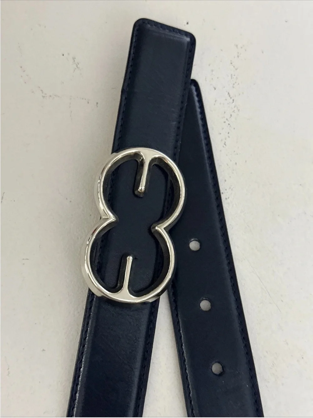 Vintage ESCADA 90s NAVY BLUE Leather Belt 34